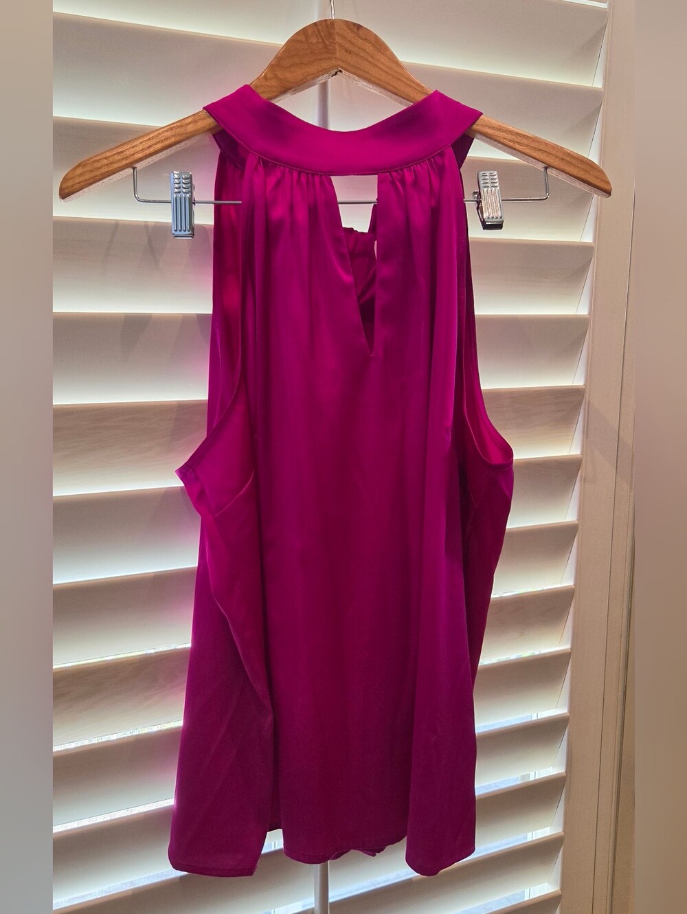 INC Fuchsia Keyhole Halter Sleeveless Blouse With Back Tie Detail